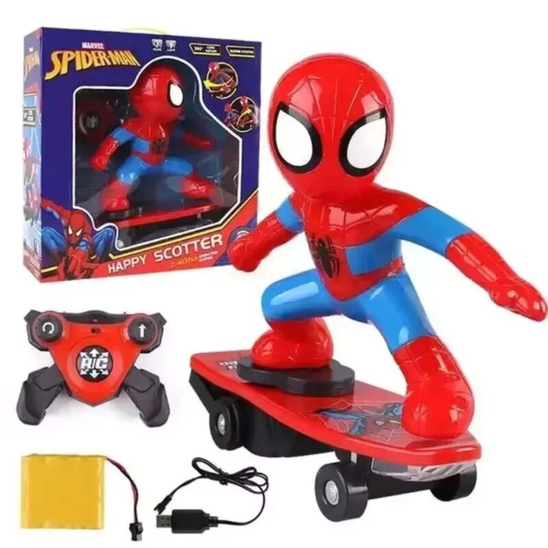 Spiderman Automatic Flip Rotation Music Skateboard