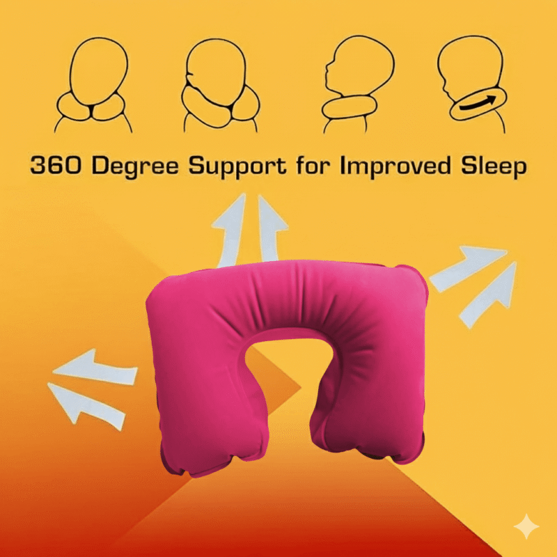 3 In 1 Travel Set - Neck Pillow, Eye Mask and Ear Plug - Pink - Image 2