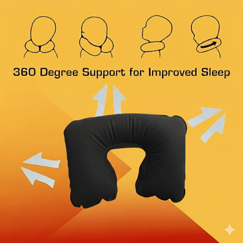 3 In 1 Travel Set - Neck Pillow, Eye Mask and Ear Plug - Black - Image 4